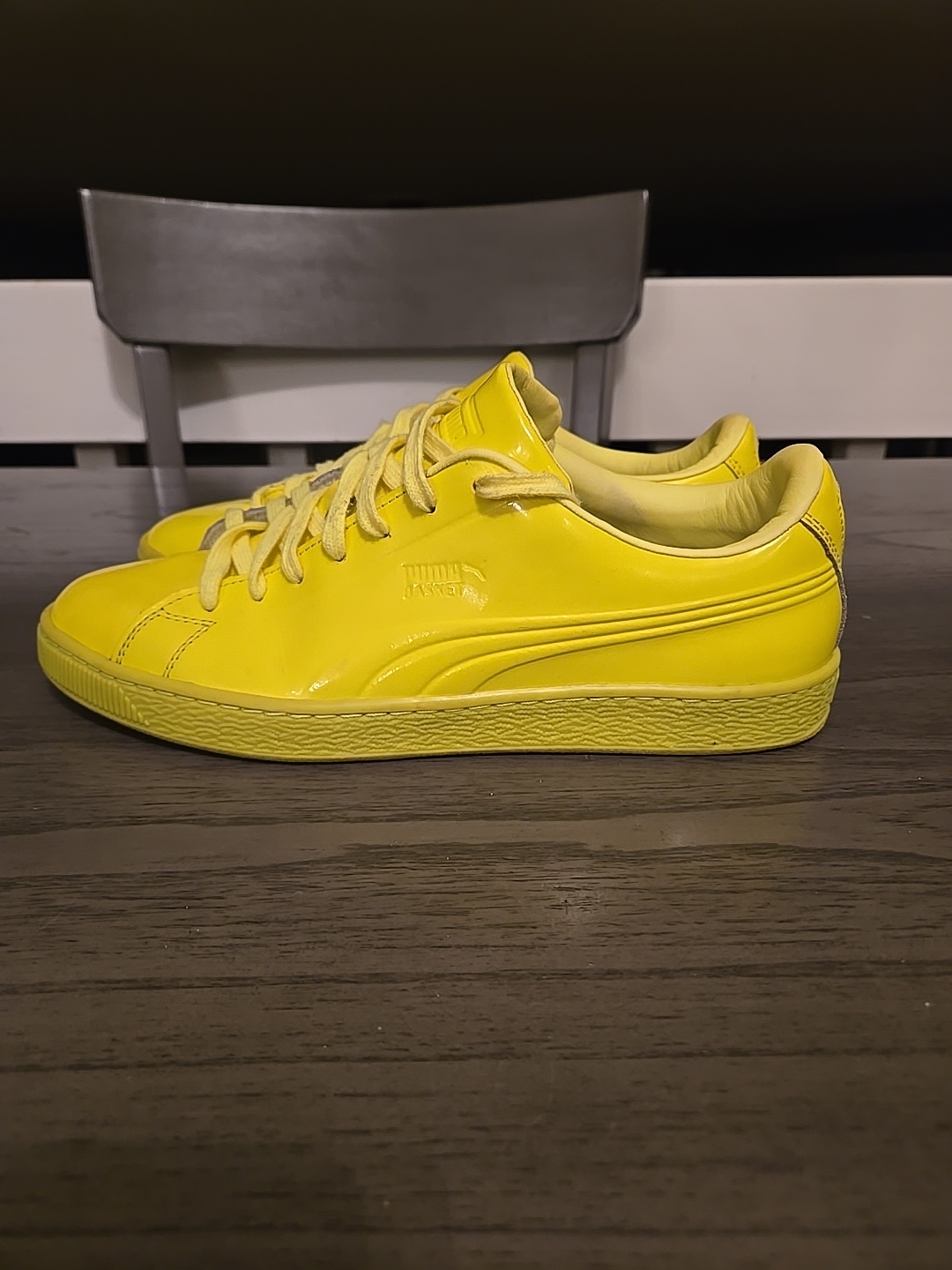 Puma Basket Classic Patent Emboss Neon Green Blast Mens Size 10